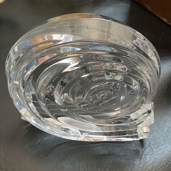 German Paper Weight Glass Spiral Swirl Candle Votive  Holder Lead Crystal Heavy - Picture 3 of 10